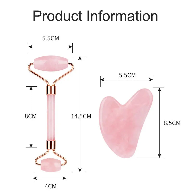 Rose Quartz Gua Sha Roller Set