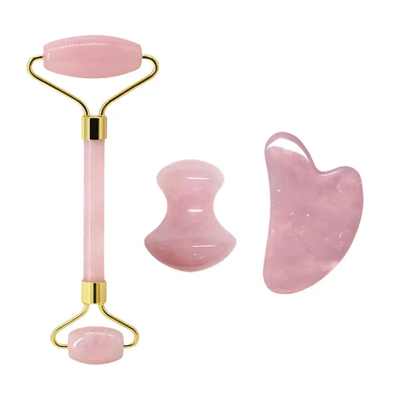 Rose Quartz Gua Sha Roller Set