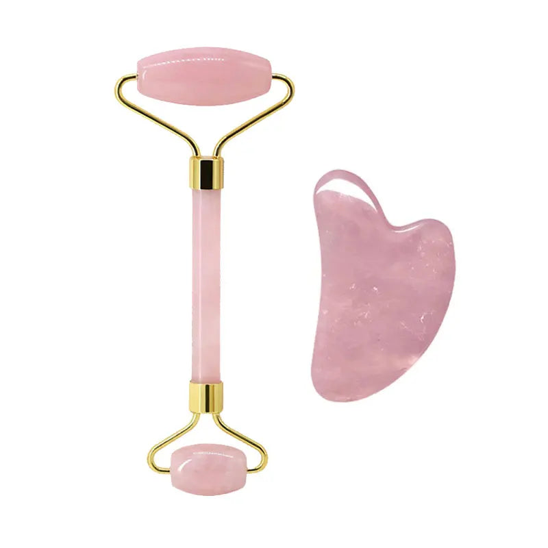 Rose Quartz Gua Sha Roller Set