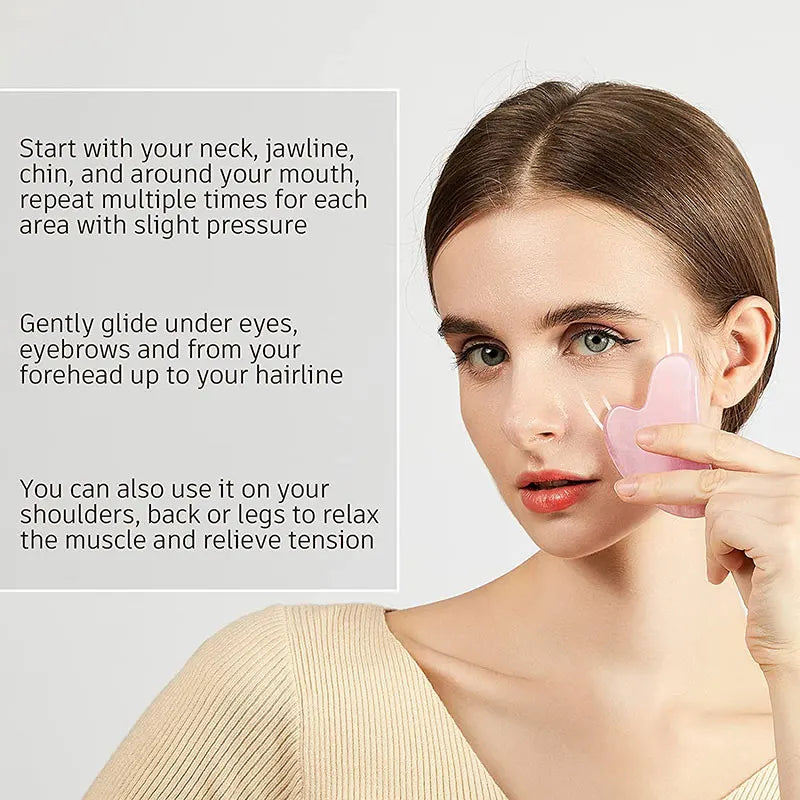 Rose Quartz Gua Sha Roller Set